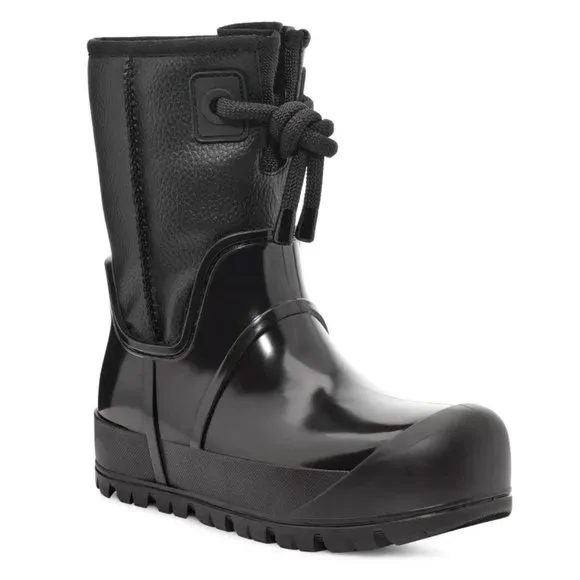 UGG Raincloud Lace Rain Snow BOOTS Size 41 10 Black Suede Waterproof NEW $175