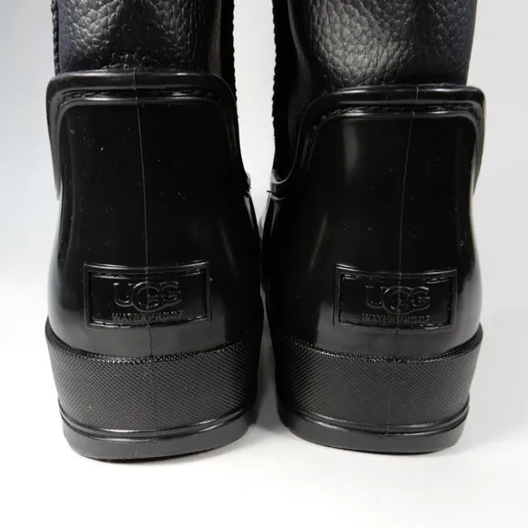 UGG Raincloud Lace Rain Snow BOOTS Size 41 10 Black Suede Waterproof NEW $175