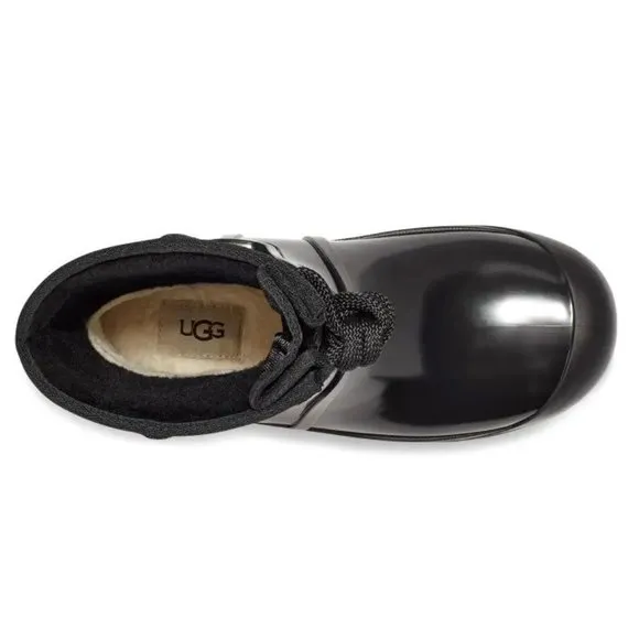 UGG Raincloud Lace Rain Snow BOOTS Size 41 10 Black Suede Waterproof NEW $175