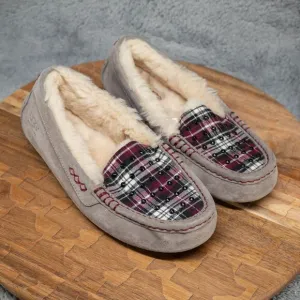 UGG Women’s Ansley Slipper Moc Scuff 1007421 Gray Suede Plaid Black Studs Size 7