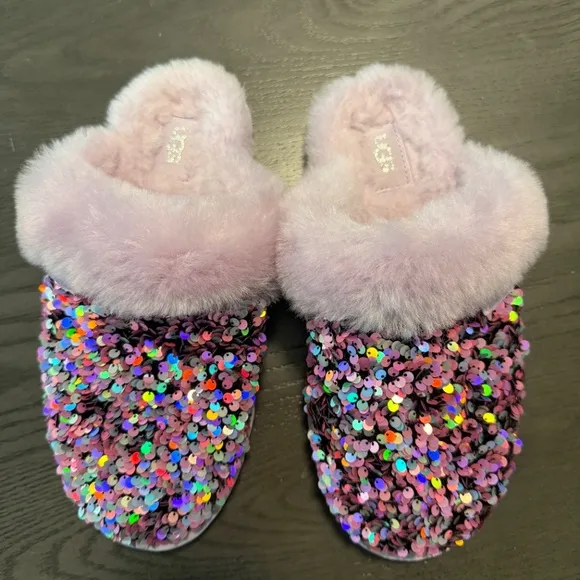 UGG Women’s SCUFFETTE Glittered Purple Multicolor Slipper Shoes Size US 8