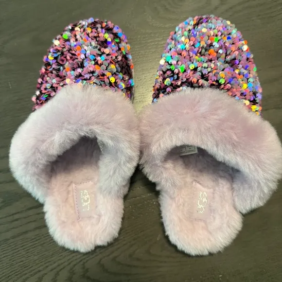 UGG Women’s SCUFFETTE Glittered Purple Multicolor Slipper Shoes Size US 8