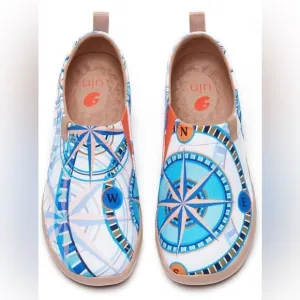 UIN Women's Shoes Slip Ons Canvas Lightweight Flats Sneakers (Wind Rose)