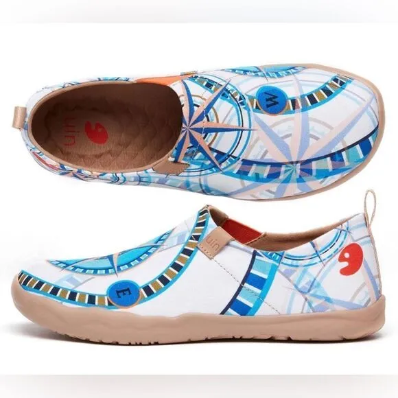 UIN Women's Shoes Slip Ons Canvas Lightweight Flats Sneakers (Wind Rose)