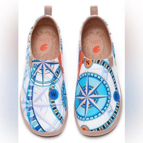 UIN Women's Shoes Slip Ons Canvas Lightweight Flats Sneakers (Wind Rose)