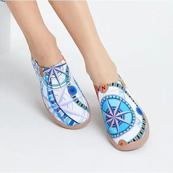 UIN Women's Shoes Slip Ons Canvas Lightweight Flats Sneakers (Wind Rose)