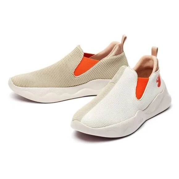 UIN Women's Sneakers Lightweight Walking Comfy Shoes (Off-white Brown)New No Box