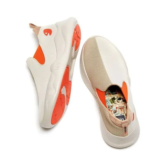 UIN Women's Sneakers Lightweight Walking Comfy Shoes (Off-white Brown)New No Box