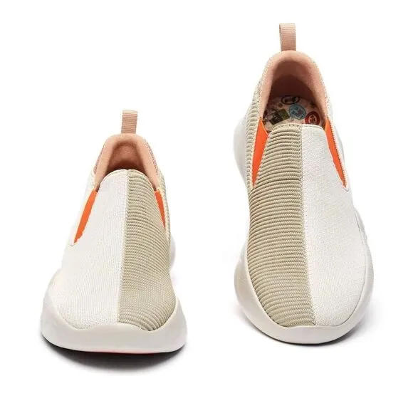 UIN Women's Sneakers Lightweight Walking Comfy Shoes (Off-white Brown)New No Box