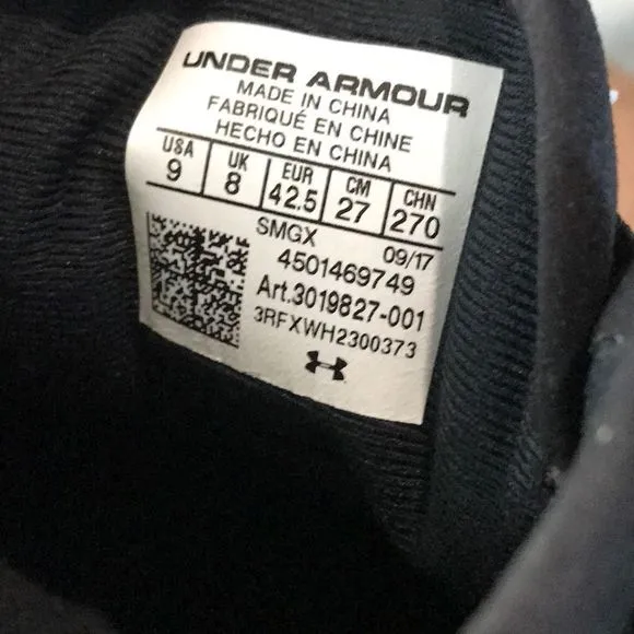 Under Armour Charged 24/7 Black Athletic Running Shoes 3019827-001 Men’s Size 9