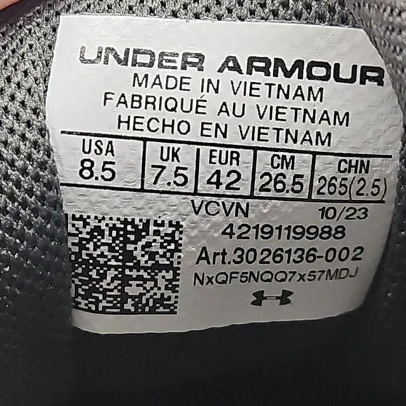 Under Armour Charged Maven Trail Mens‎ 8.5 Black Mod Gray White Running Shoes