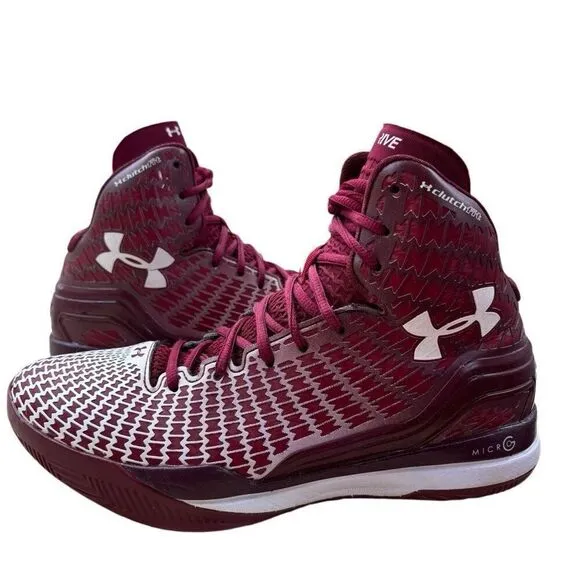 Under Armour Clutchfit Drive 3 Red Burgundy Basketball Athletic Shoes Size 8