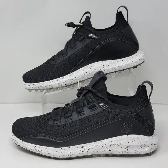 Under Armour Curry 8 Golf SL Tour Shoes 3023734-001 Black White Mens Size 10.5