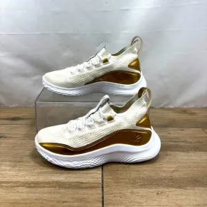 UNDER ARMOUR Curry 8 TB  24K Gold White Basketball Shoes Mens 7.5 Women’s 9