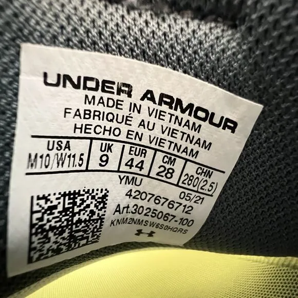 UNDER ARMOUR Flow Futr X Basketball Sneaker Shoes Halo Grey Unisex Men's Size 10