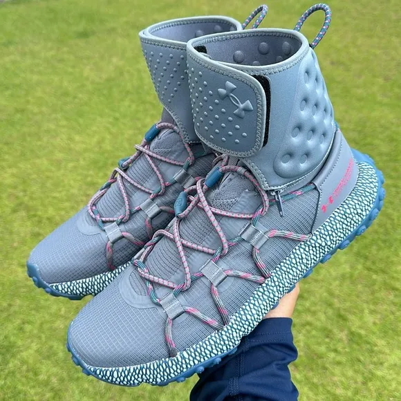 Under Armour Men’s  HOVR Summit Fat Tire Cuff Grey Blue Shoes 3022945-104