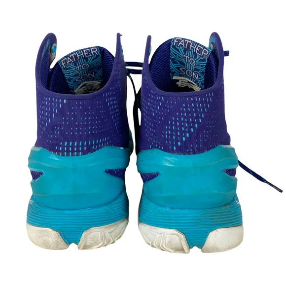 UNDER ARMOUR Size 8.5 Father to Son Curry 2 Teal Shoes Purple Lace Up Sneaker