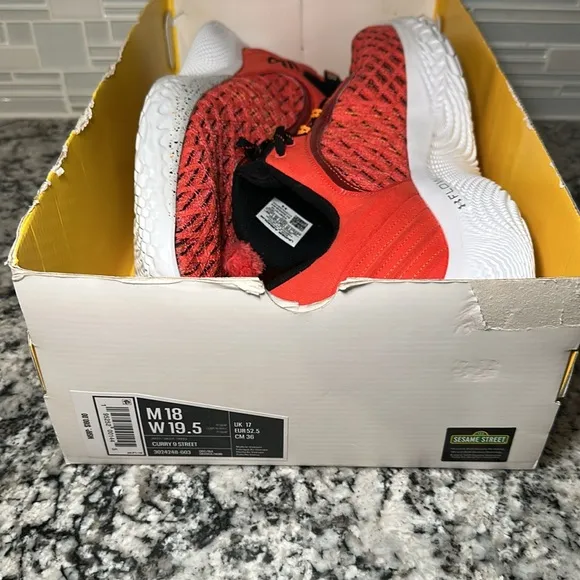 Under Armour Team Curry 9 Sesame Street Elmo Orange (Red) Black Sneakers - 18