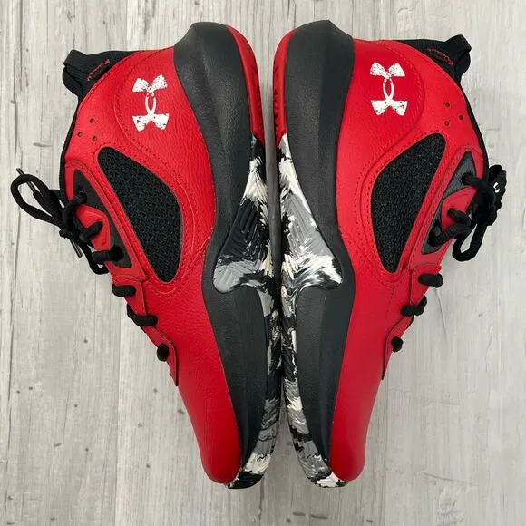 Under Armour Unisex UA GS Lockdown 6 Red Black Lace Up Youth Shoes 6.5
