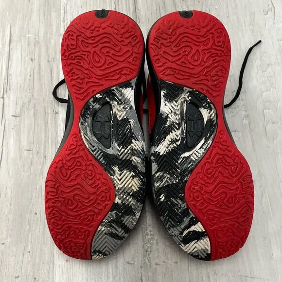 Under Armour Unisex UA GS Lockdown 6 Red Black Lace Up Youth Shoes 6.5