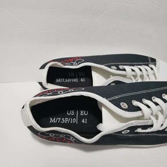 Unisex Adult Heart Teacher dark gray white shoes size M7.5/F10 EU 41 white sole