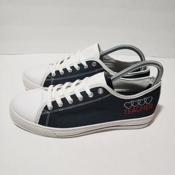 Unisex Adult Heart Teacher dark gray white shoes size M7.5/F10 EU 41 white sole