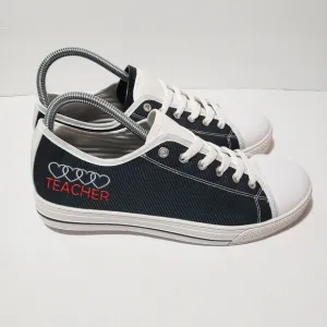 Unisex Adult Heart Teacher dark gray white shoes size M7.5/F10 EU 41 white sole