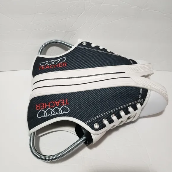 Unisex Adult Heart Teacher dark gray white shoes size M7.5/F10 EU 41 white sole