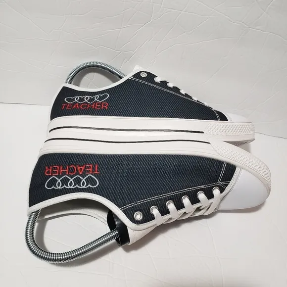 Unisex Adult Heart Teacher dark gray white shoes size M7.5/F10 EU 41 white sole