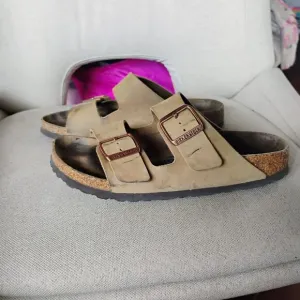 Unisex Shoes Birkenstock ARIZONA Soft Footbed Slide Sandals 0951301 TAUPE SUEDE