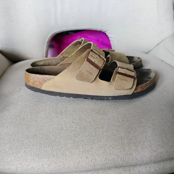 Unisex Shoes Birkenstock ARIZONA Soft Footbed Slide Sandals 0951301 TAUPE SUEDE