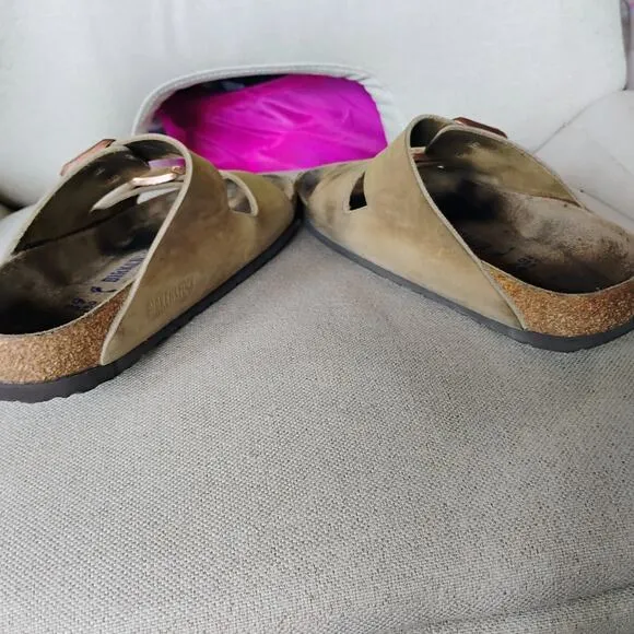 Unisex Shoes Birkenstock ARIZONA Soft Footbed Slide Sandals 0951301 TAUPE SUEDE