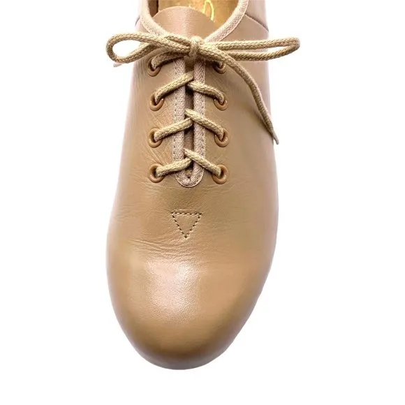 Unisex Teen Bloch Jazz Tap Shoes Size 4 Tan Oxford Dance Leather S0301L New