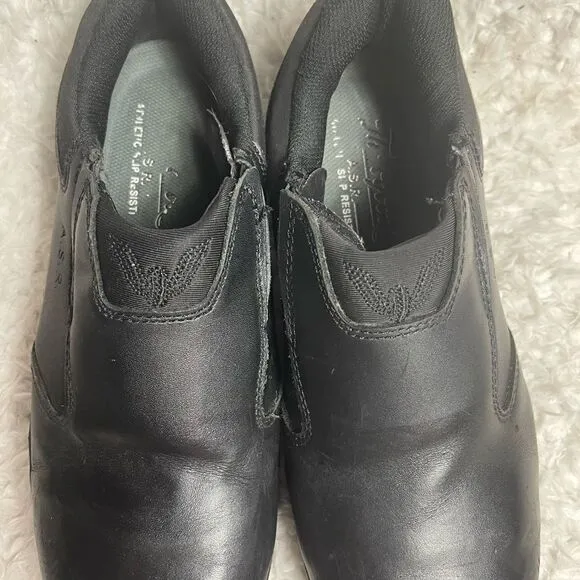 Unisex Thorogood ASR Black Leather slip on shoes Rubber soles Men SZ9M W SZ11M