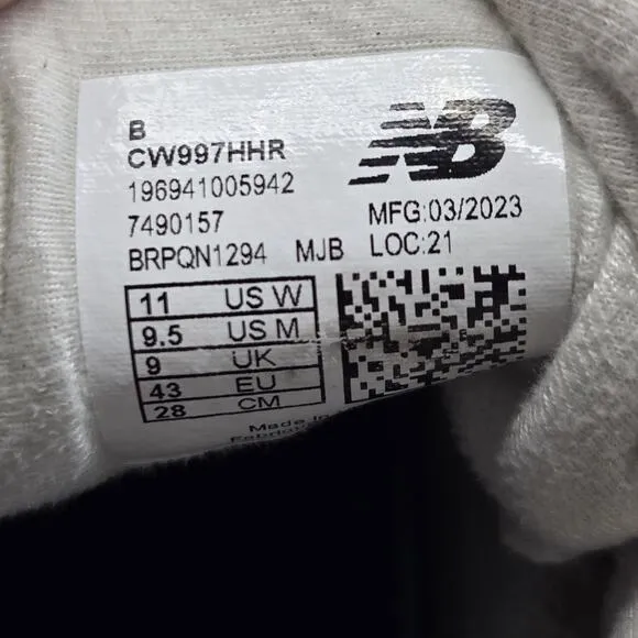 Unisex Women's 11 Men’s 9.5 New Balance 997H White Blue Red Running Shoes