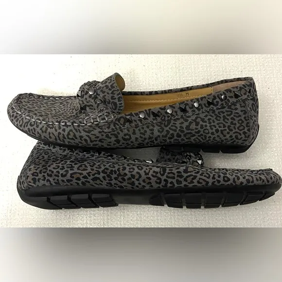 Van Eli Women’s Shoes Made In Italy Gray Jungle Print Metallic Studs Size 8.5