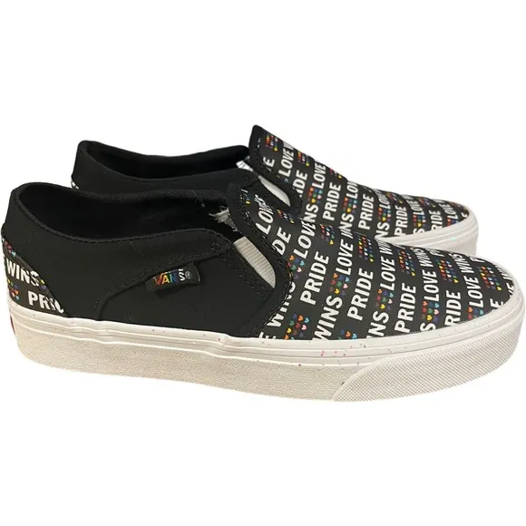 Vans Asher Pride Size5.5 Women’s Black Glitter Slip On Low Sneakers