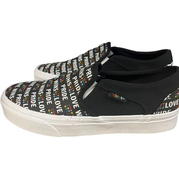Vans Asher Pride Size5.5 Women’s Black Glitter Slip On Low Sneakers