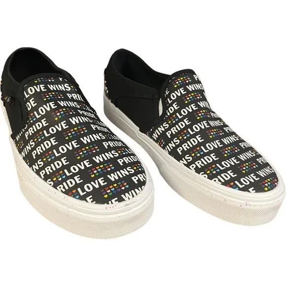 Vans Asher Pride Size5.5 Women’s Black Glitter Slip On Low Sneakers