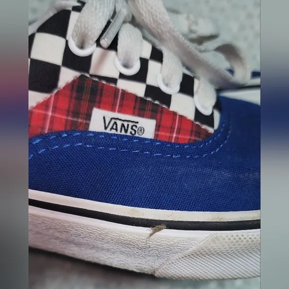 VANS EUC UNISEX SIZE YOUTH 6.5 CHECKERED OFF THE WALL SNEAKERS SHOES