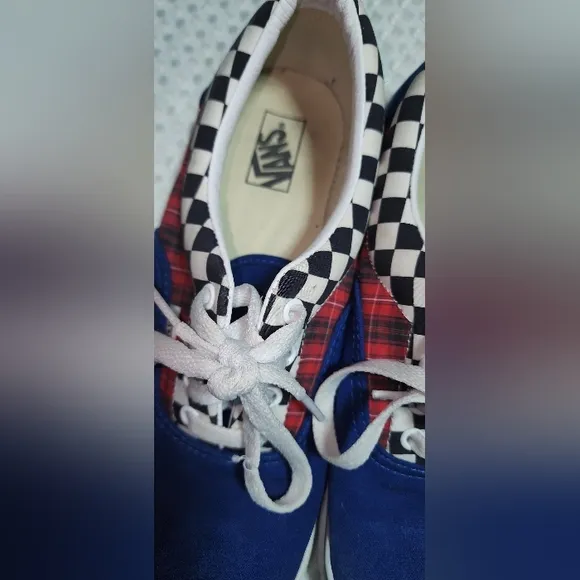 VANS EUC UNISEX SIZE YOUTH 6.5 CHECKERED OFF THE WALL SNEAKERS SHOES
