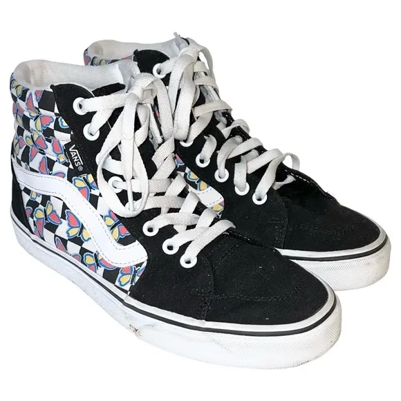 Vans Fillmore Hi Top Shoes Women’s Size 8 Black Checkerboard Butterfly Skate