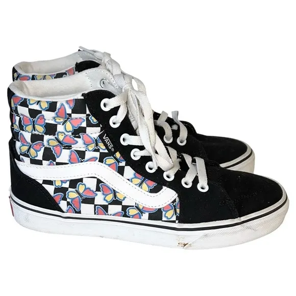Vans Fillmore Hi Top Shoes Women’s Size 8 Black Checkerboard Butterfly Skate
