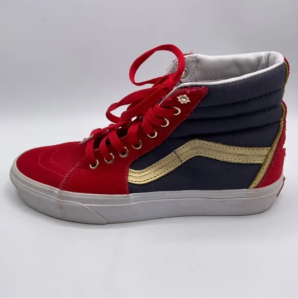 Vans Marvel Wonder Woman Size 7 Women’s Shoes Red Gold Blue White Earth 616 Skat