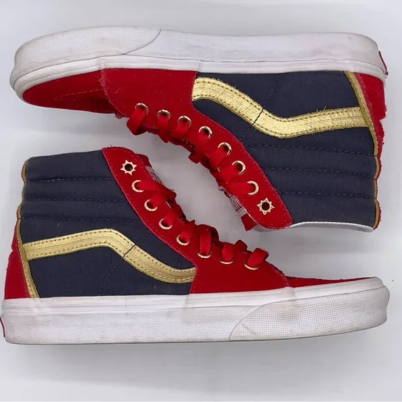 Vans Marvel Wonder Woman Size 7 Women’s Shoes Red Gold Blue White Earth 616 Skat