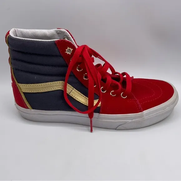 Vans Marvel Wonder Woman Size 7 Women’s Shoes Red Gold Blue White Earth 616 Skat