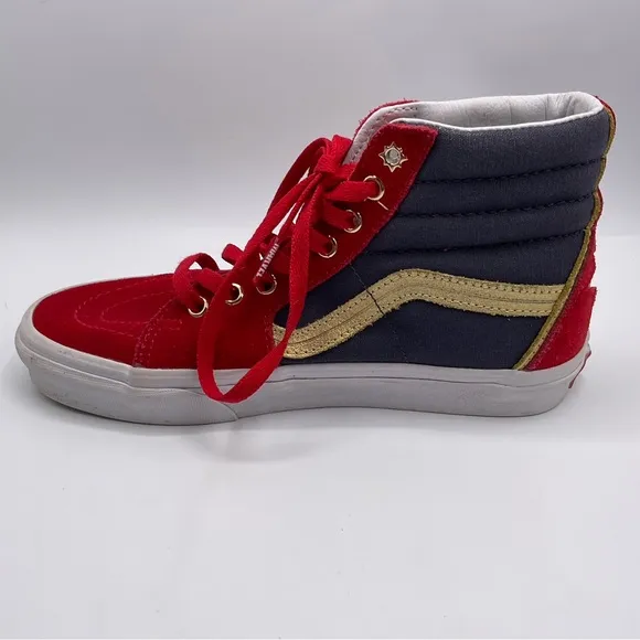 Vans Marvel Wonder Woman Size 7 Women’s Shoes Red Gold Blue White Earth 616 Skat