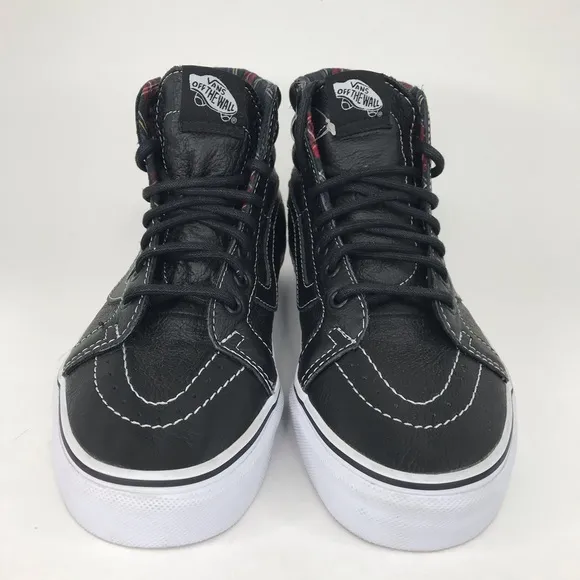 Vans Men’s 6 Women’s 7.5‎ Shoes SK8 Hi Reissue Leather Black White Plaid Lace Up