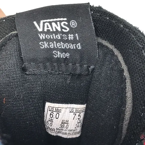 Vans Men’s 6 Women’s 7.5‎ Shoes SK8 Hi Reissue Leather Black White Plaid Lace Up