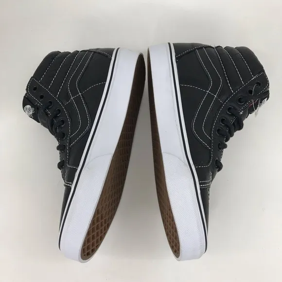 Vans Men’s 6 Women’s 7.5‎ Shoes SK8 Hi Reissue Leather Black White Plaid Lace Up